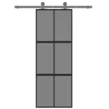 fekete edzett üveg és alumínium tolóajtó 76 x 205 cm