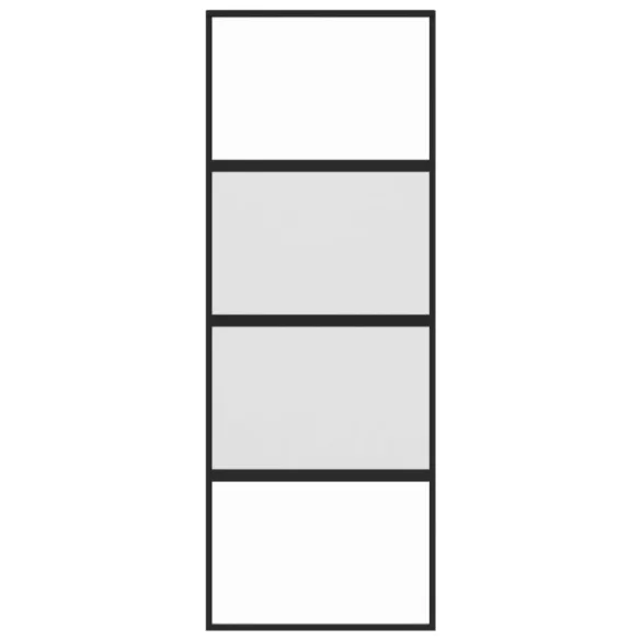 fekete edzett üveg és alumínium tolóajtó 76 x 205 cm