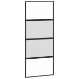 fekete edzett üveg és alumínium tolóajtó 90 x 205 cm