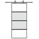 fekete edzett üveg és alumínium tolóajtó 90 x 205 cm
