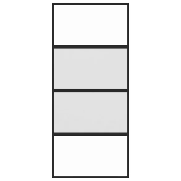 fekete edzett üveg és alumínium tolóajtó 90 x 205 cm