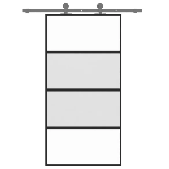fekete edzett üveg és alumínium tolóajtó 102,5 x 205 cm