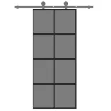 fekete edzett üveg és alumínium tolóajtó 90 x 205 cm