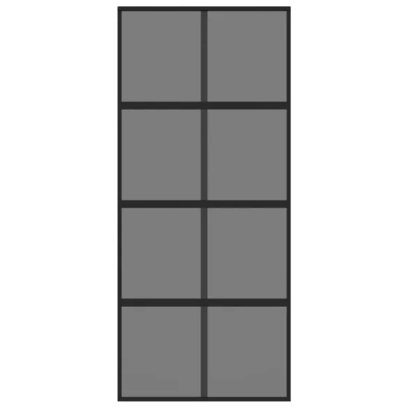 fekete edzett üveg és alumínium tolóajtó 90 x 205 cm