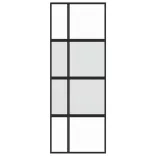 fekete edzett üveg és alumínium tolóajtó 76 x 205 cm