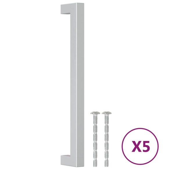 5 db ezüst rozsdamentes acél szekrényfogantyú 192 mm