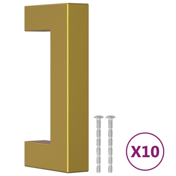 10 db aranyszínű rozsdamentes acél szekrényfogantyú 64 mm