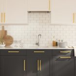 5 db aranyszínű rozsdamentes acél szekrényfogantyú 224 mm