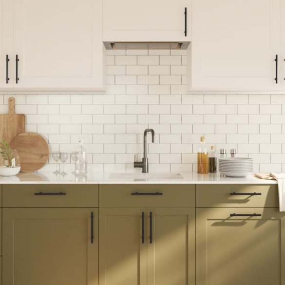 10 db fekete rozsdamentes acél szekrényfogantyú 128 mm