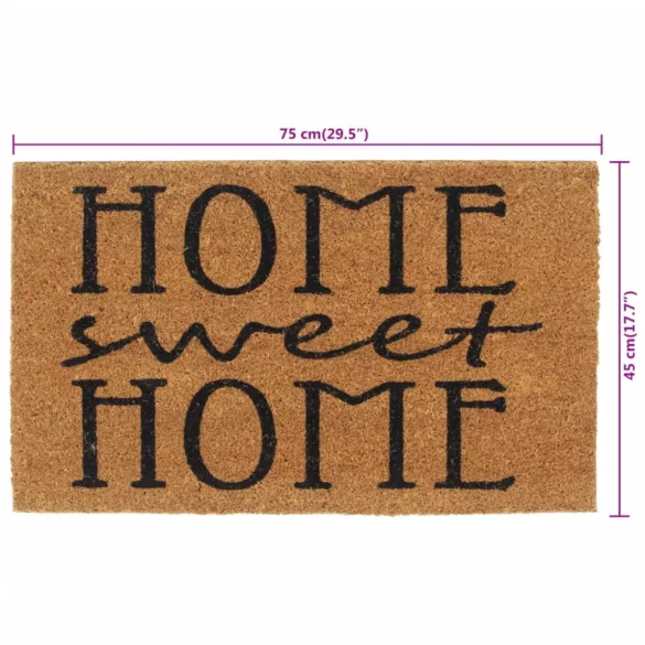 természetes színű bojtos kókuszrost lábtörlő 45 x 75 cm