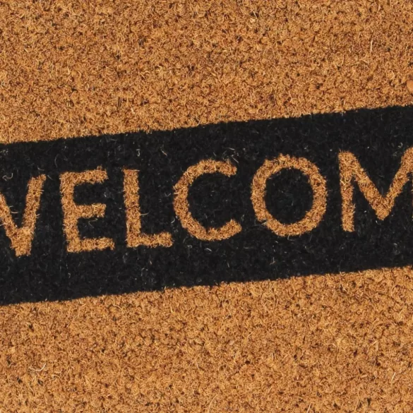 természetes színű rojtos kókuszrost lábtörlő 45 x 75 cm