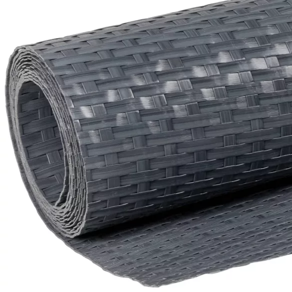 antracitszürke polyrattan erkélyparaván 400x90 cm