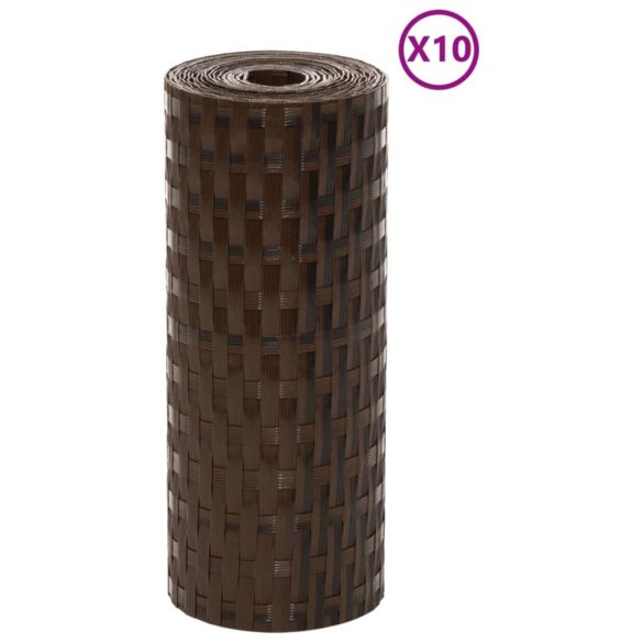 10 db barna és fekete polyrattan erkélyparaván 255 x 19 cm