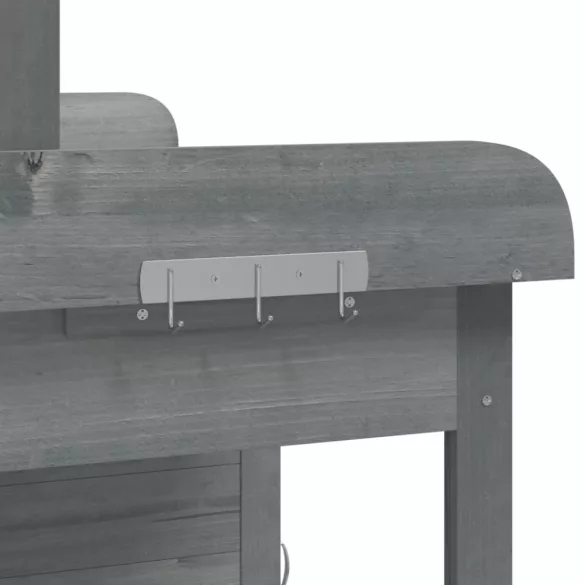 szürke tömör fenyőfa ültetőasztal szekrénnyel 110,5x45x124,5 cm