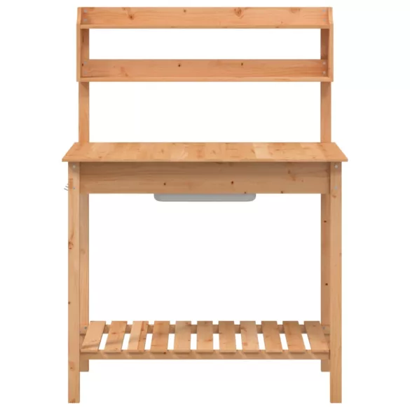 barna tömör fenyőfa ültetőasztal mosogatóval 147,5x44x139,5 cm