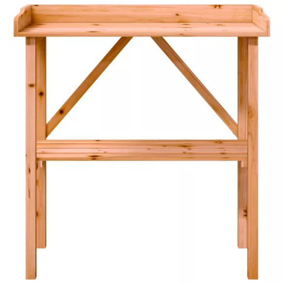 barna tömör fenyőfa növénytartó asztal polccal 78x38x82,5 cm