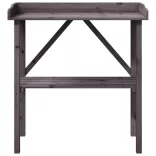 szürke tömör fenyőfa növénytartó asztal polccal 78x38x82,5 cm