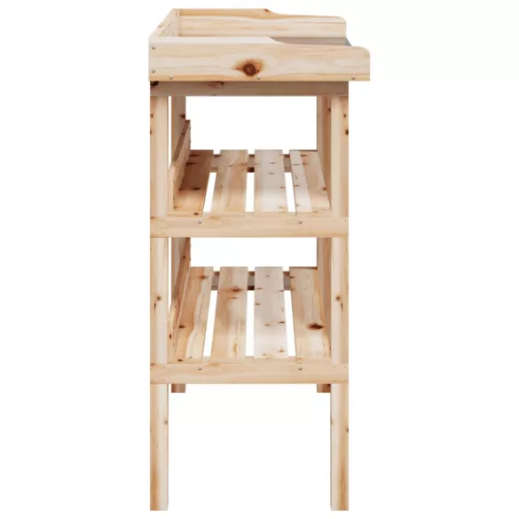 tömör fenyőfa növénytartó asztal polcokkal 78x38x82,5 cm