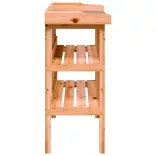 barna tömör fenyőfa növénytartó asztal polcokkal 78x38x82,5 cm