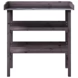 szürke tömör fenyőfa növénytartó asztal polcokkal 78x38x82,5 cm