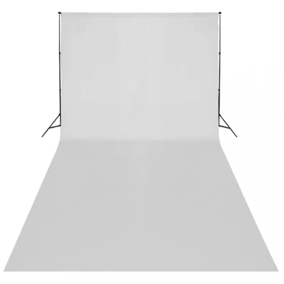 stúdiófelszerelés 600 x 300 cm-es fehér háttérrel és lámpával