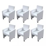 6 db fehér műbőr étkezőszék