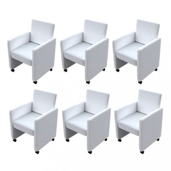 6 db fehér műbőr étkezőszék
