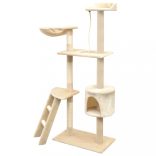 bézs macskabútor szizál kaparófákkal 150 cm