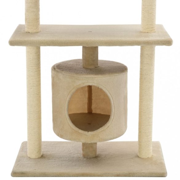 bézs macskabútor szizál kaparófákkal 95 cm