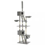 szürke macskabútor szizál kaparófákkal 230-260 cm