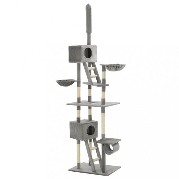 szürke macskabútor szizál kaparófákkal 230-260 cm