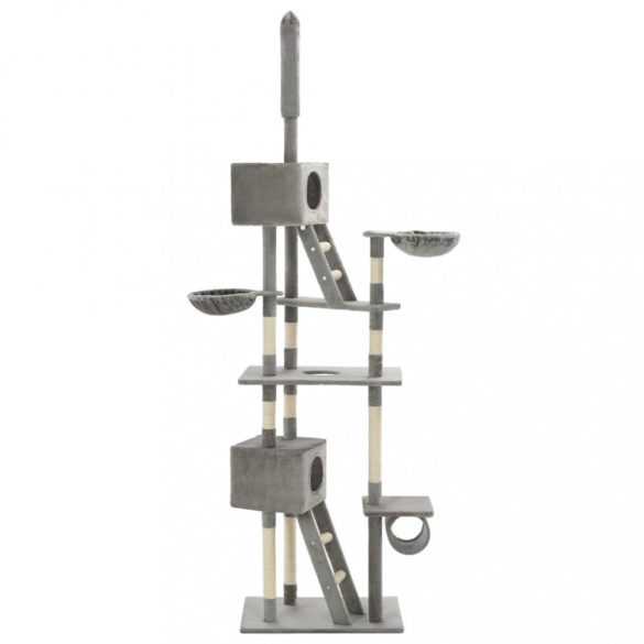 szürke macskabútor szizál kaparófákkal 230-260 cm