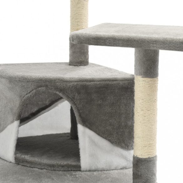 szürke/fehér macskabútor szizál kaparófákkal 203 cm