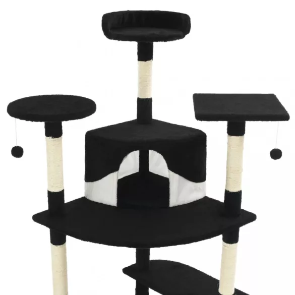 fekete/fehér macskabútor szizál kaparófákkal 203 cm