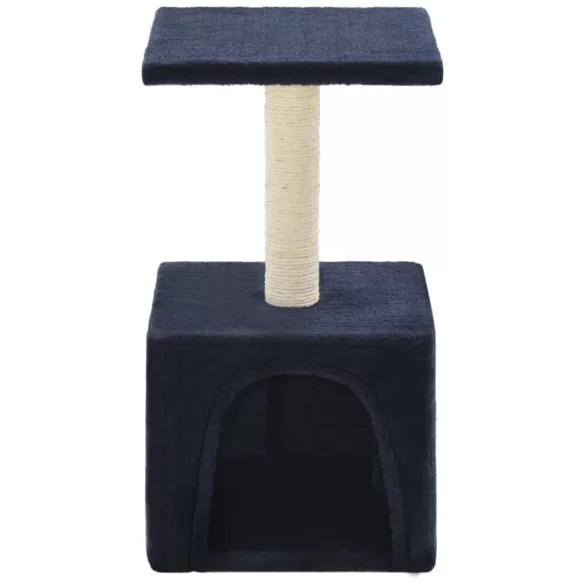 sötétkék macskabútor szizál kaparófával 55 cm