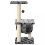 szürke macskabútor szizál kaparófákkal 65 cm