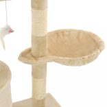 bézs macskabútor szizál kaparófákkal 138 cm