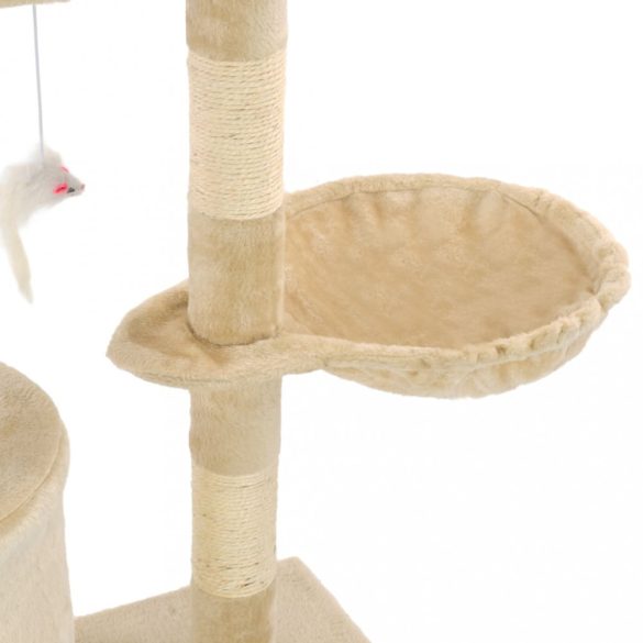 bézs macskabútor szizál kaparófákkal 138 cm