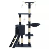 sötétkék macskabútor szizál kaparófákkal 138 cm