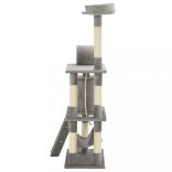 szürke macskabútor szizál kaparófákkal 140 cm