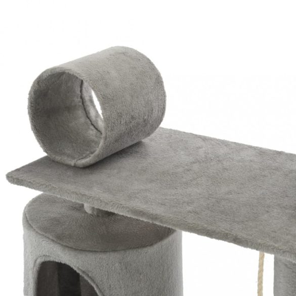 szürke macskabútor szizál kaparófákkal 140 cm