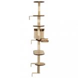 bézs/barna fali macskabútor szizál kaparófákkal 194 cm