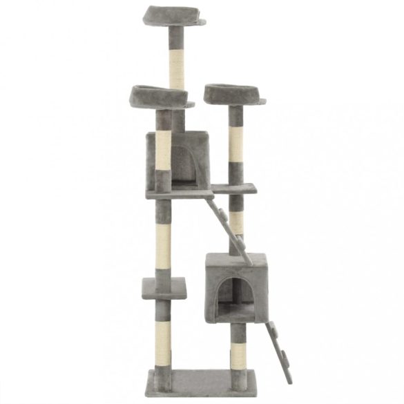 szürke macskabútor szizál kaparófákkal 170 cm