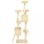 bézs macskabútor szizál kaparófákkal 170 cm