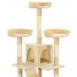 bézs macskabútor szizál kaparófákkal 170 cm