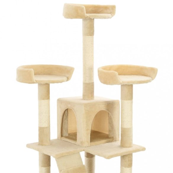bézs macskabútor szizál kaparófákkal 170 cm