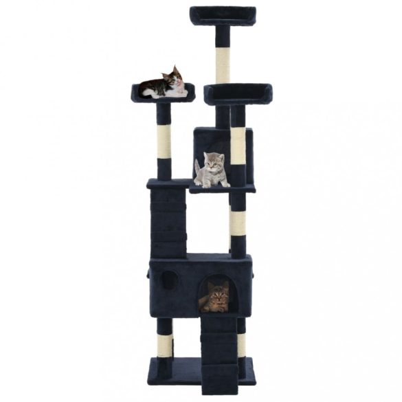 kék macskabútor szizál kaparófákkal 170 cm