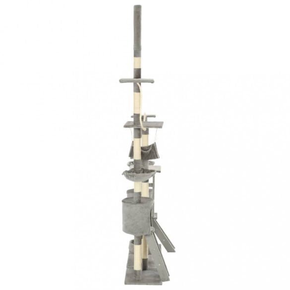 szürke macskabútor szizál kaparófákkal 230-250 cm