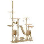 bézs macskabútor szizál kaparófákkal 230-250 cm