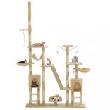 bézs macskabútor szizál kaparófákkal 230-250 cm